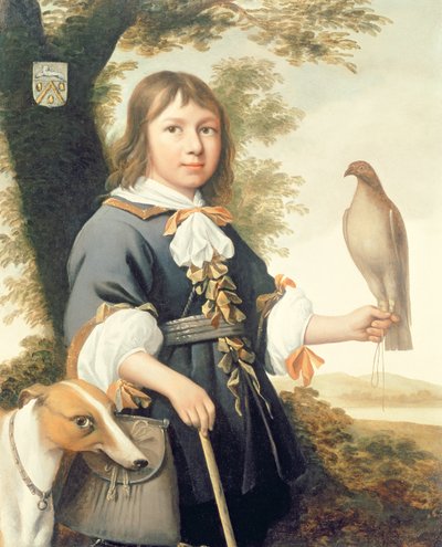 Niño con un halcón y un galgo de Bernard Vaillant